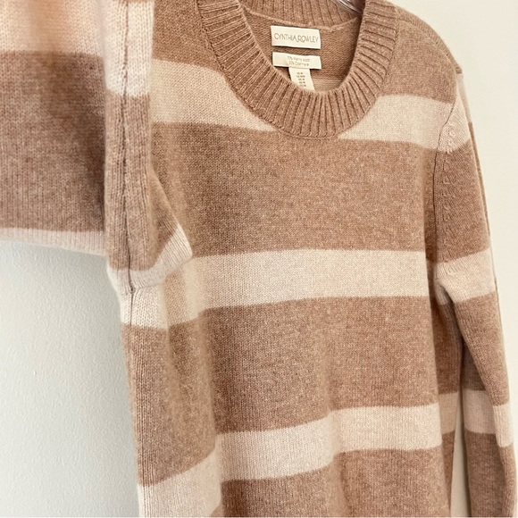 Cynthia Rowley Cashmere Merino Wool Wide Strip Blend Long Sleeve Knit Sweater - Picture 6 of 15